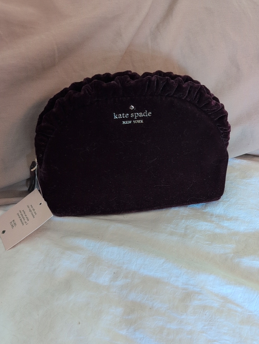 Kate Spade Velvet Ruffle Makeup Pouch - Plum